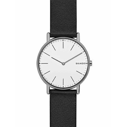 Image of blank stål Signatur Slim quartz med to visere herre ur fra Skagen